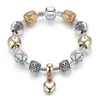 أساور سحر سحر الأساور Sier Gold Plated Flower Girls Pan Dora Star Love Heart Crystal Beads Charms Barkes Fash Dhxw5