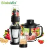 Prozessoren BioloMix 3in1 Multifunktions-Küchenmaschine 700 W Tragbarer Entsafter Mixer Persönlicher Smoothie-Mixer Lebensmittelzerkleinerer und Trockenmühle