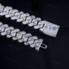 Collares colgantes Collar de 18 mm Sterling Sier Blue Spotted Pass Diamond Tester Hiphop VVS Moissanite Cadena cubana 240302