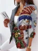 Blazers Christmas Office Blazers Women Fashion Santa Claus jacket Long Sleeve Single Breasted Outwear Women Suits Business Snowman