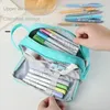 Trousse à crayons de grande capacité à trois couches, joli sac de papeterie coréenne pour étudiants, porte-stylo, fournitures scolaires pour enfants