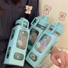 Bouteilles d'eau pour enfants mignons avec paille, bouteille carrée anti-fuite sans BPA pour l'école pour filles et garçons