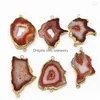 Anhänger Halsketten Naturstein Orange Achat Scheibe Anschlüsse Anhänger Charms Irregar Onyx Druzy Für DIY Männer Halskette Schmuck Drop De Dh9Jt