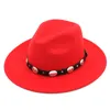 Berretti Mistdawn Cappello Fedora Trilby unisex a tesa larga in misto lana Cappelli Panama Cappellini da festa Fascia in pelle