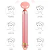 Roller 5In1 24K Gold Beauty Różdżka twarz masażer elektryczny wibrujący różowy kwarc 3D Roller Twarz Podnoszenie ciała Gua sha jade