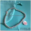 Anyjwdw Nouveau Design Femmes Perle Bracelets 925 Sterling Sier Top Qualité Rouge Rose Bleu Coeur Charme Bijoux De Luxe Pour Dame Cadeau Avec Ori Dhkx3
