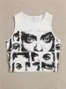 Camis Women Street Art Camisole Fashion Crop Tops Sexy Slim Y2k Prints Tanks Cool Girls Summer Party Club Wears Hot Lady O Neck Tees