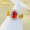 Cluster Rings Vinregem Oval Cut 6 8MM Ruby Gemstone 18K Gold Plated 925 Sterling Silver Fine Vintage Ring For Women Engagement Jewelry Gifts