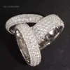 Excelente joyería para hombre, anillo de plata esterlina chapado en oro con diamantes de moissanita de 4 filas para hombre maduro