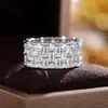 Bröllopsringar Milan Luxury Silver Color Women Geometric CZ Enkel stilfulla kvinnliga tillbehör Högkvalitativa smycken