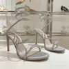 Rene Caovilla Cleo verfraaide lederen sandalen 75 mm 95 mm dames sandalen met hoge hak Snake Strass stiletto sandalen luxe dames designer sandalen met doos avondschoenen