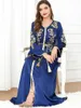 Ubranie etniczne Maroko sukienki kobiety 2024 Ruffle muzułmańska abaya moda Dubai abayas haft haftowy kaftan eleganckie sukienki imprezowe vestidos