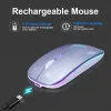 Mice Rechargeable Silent Bluetooth Wireless Mouse RGB Office Home USB 2.0 Receiver 2.4Ghz Optical Mice For Laptop PC Black Silvery
