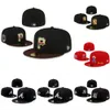Fitted Hats Classic Black Sport Beanies Casquette Logo Sport World Patched Full Closed stitched hats sizes 7-8 mix order