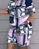 Plus Size Matching Set Graffiti Tie Dye Shirts Tops And Short Pants Female Fashion Tracksuits 2023 Summer Two Piece Sets 240220