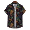 Camisas casuais masculinas camisa de moda 3d paisley impressão turn-down colarinho botão manga curta vintage homens blusa havaiana streetwear roupas