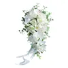 Decorative Flowers KX4B Wedding Cascading Bridal Bouquet Artificial For Butterfly Water Drop Waterfalls Bridesmaid Holding Flower
