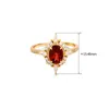 LAMOON Vintage Gemstone Ring Natural Garnet Rings For Women 925 Sterling Silver K Gold Plated Crystal Wedding Engagement RI182 240227