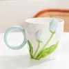 Tasses faciles à nettoyer, ne se décolore pas, tasse en porcelaine, tulipe, poignée confortable, motif Durable, boisson en céramique de haute qualité