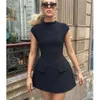 Nuovo vestito casual da donna di moda elegante mini abito stretto a vita alta moda da donna girocollo manica corta cerniera 2024 New Chic Street Vestido