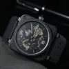 2024 Wristwatches Men Automatic Automatic Mechanical Watch Bell Brown Leather Rubber Ross Wristwatches Multifunction Six Stitches VV08