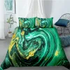 Set Marmor Bettdecke Abdeckung Set zwei Größe Bettwäsche Set Sea Blue Beach Weißgold für Jungen Teenager Erwachsene Coole Farben Polyester Quilt Abdeckung Sheer Vorhänge