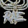 Hip Hop Full Iced Out S925 Letra de diamante de moissanite de dois tons personalizada com colar de pingente próprio