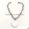 Bracelets ronds en forme de cœur de 15 mm pour femmes, chaîne en acier inoxydable, bijoux à la main, cadeaux pour femmes, accessoires, vente en gros, livraison Dhswq