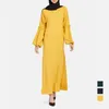 Ethnic Clothing Muslim Woman Dress Turkey Dubai Abaya Long Sleeve Ruffle Lady Fashion Kaftan Robes Longues Femme Plus Size S-5XL Hijab