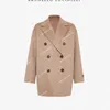 Kvinnor Woolen Coat Brunello Cuccinelli Cashmere dubbelbröst brunt långärmad mode casure jacka