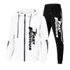 Mens Tracksuit Spring and Autumn Sweatpants Twopiece Set Printing Sport Jacketrunning Trousers Fast Furious Overcoat 240220