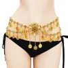 Turkish Gypsy Coin Tassel TALIST TALIST MEATY Ręcznie robiony kwiat Boho Beachy Belly Belly Ethnic Tribal Festival Wholeryk 240227