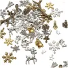 Hänge halsband 150 st/set blandad julstövlar snömann snöflinga charms hängsmycken för smycken som gör DIY droppleverans dhlsq