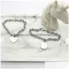 Bracelets ronds en forme de cœur de 15 mm pour femmes, chaîne en acier inoxydable, bijoux à la main, cadeaux pour femmes, accessoires, vente en gros, livraison Dhswq