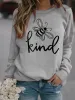 Sweatshirts Bee Kind Printed Hoodies Women fleece Långärmning O Neck Loose Sweatshirt Girls Women Hoodie Pullover Winter