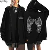 2022 Womens zippered sweater Angels wing print hoodie street fashion casual hoodie