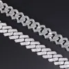 Anpassad 15mm 2Rows Cuban Link Chain S925 Silver med isad Moissanitkedja Hip Hop Mens Necklace Jewelry