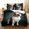 침구 세트 애완 동물 퍼그 침대 싱글 더블 퀼트 커버 베개 3D Dachshund 홈 침대 침실 옷 Ropa de Cama