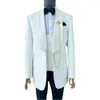 Mäns kostymer Floral Jacquard Wedding för män 2024 sjal lapel man kostym jacka med västbyxor 3 bit smal passform brudgum tuxedo