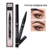 HANDAIYAN 5 Kleuren Vloeibare Microblading Wenkbrauw Tattoo Pen met 4 Vork Tips Natuurlijke Eye Brow Waterproof Oogpotlood