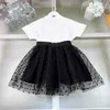 Brand kids dress sets summer child tracksuits Size 110-160 CM short sleeved T-shirt and Spotted lace short skirt 24Feb20