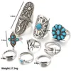 Cluster Rings 9PCS Vintage Bohemian Beach Women Ring Set Ethnic Style Midi Finger Boho Charm Anelli