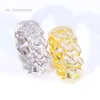 Xingguang – bague plaquée or blanc/jaune à une rangée, testeur de diamant Vvs Moissanite Pass, pour la vie Hip Hop