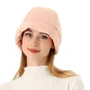 Berets Ladies Lightweight Solid Color Down Filled Hat Plush Lined Bucket Warm Cap X4YC