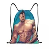 Sacs à provisions Sexy Homme Super Fort Muscle Mâle Petit Ami Dessin Animé Cordon Sac À Dos Léger Gay Art Gym Sport Sackpack Sacs