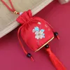 Shopping Bags Pattern Lotus Earring Case Antique Car Ornaments Bedroom Decoration Embroidery Bag Jewelry Chinese Style Sachet