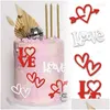 Other Event & Party Supplies Party Supplies Heart Love Cake Topper Gold Acrylic Heart-Shaped Wedding Cupcake Valentines Day Gift Desse Dhpxl