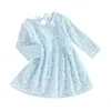 Robes de princesse pour filles, manches longues, imprimé tournesol et citron, col rond, ligne a, vêtements floraux, fête décontractée