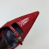 Décontracté Designer Mode Femmes Sandales Vin Rouge En Cuir Verni Bout Pointu Talons Hauts Talon Aiguille Slingback Sandales