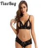 Kadın Seksi Külot ve Sutu Set Erotik Kostüm Yay Knot Lingerie Su Açık Kupa Dantel Kroksuz İç Çamaşır Giymecesi BRA6883924